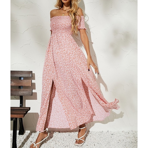 Flower Boho off the shoulder Maxi Dress - Picture 5 of 6